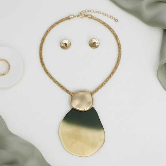 Pendant Green Ombre Organic Teardrop Necklace