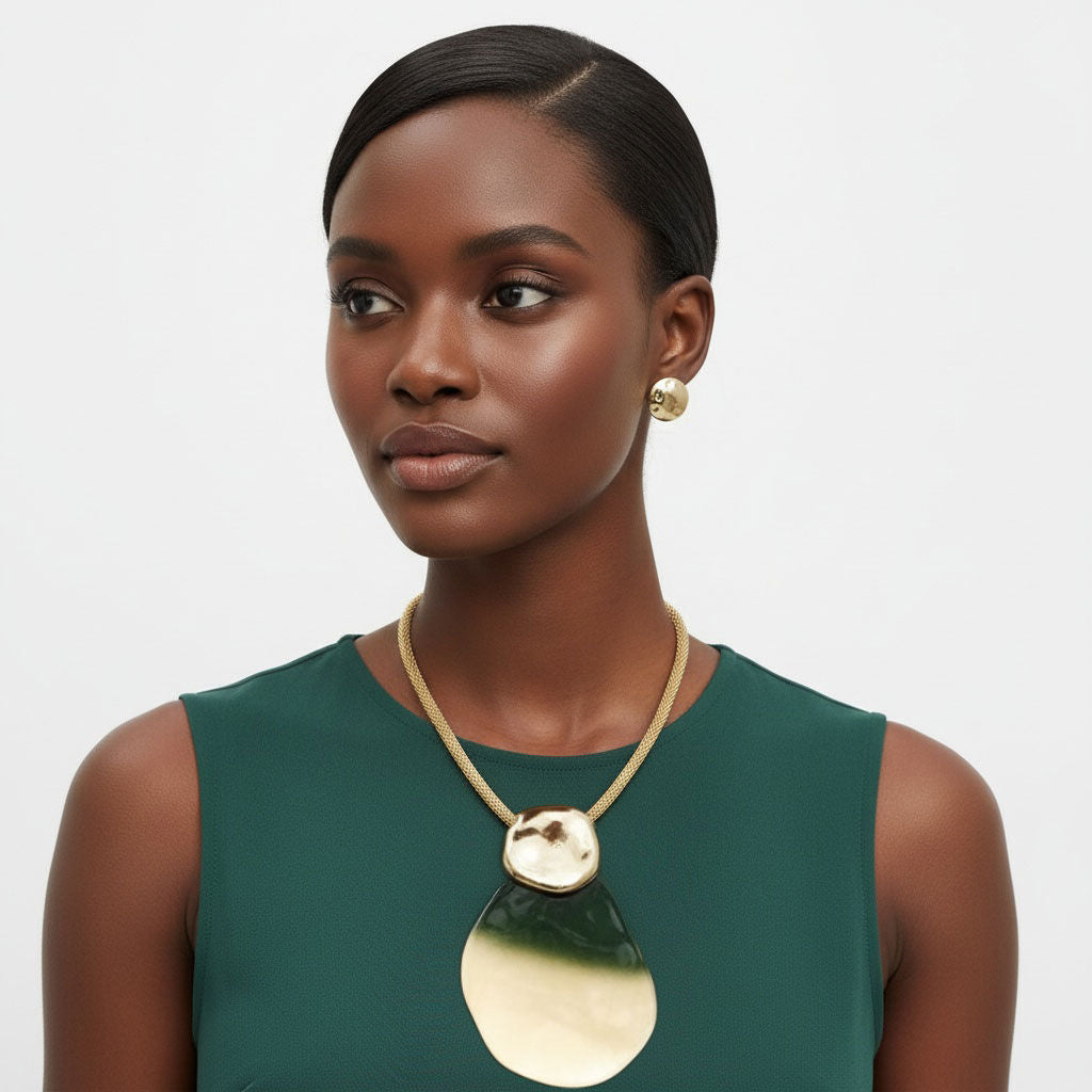 Pendant Green Ombre Organic Teardrop Necklace