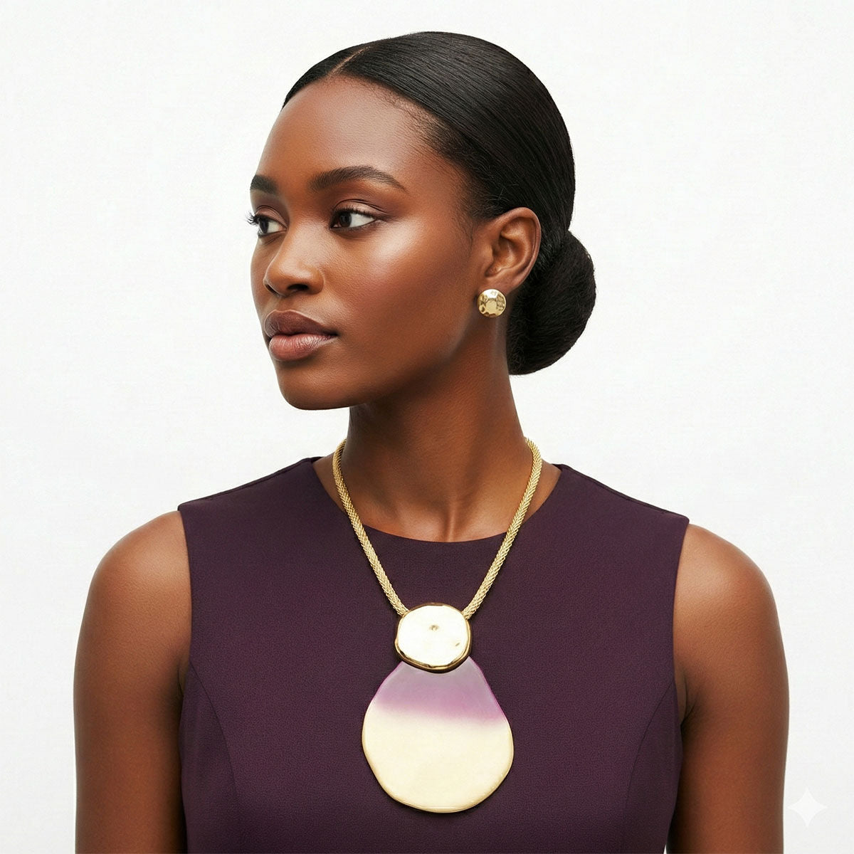 Pendant Purple Ombre Organic Teardrop Necklace