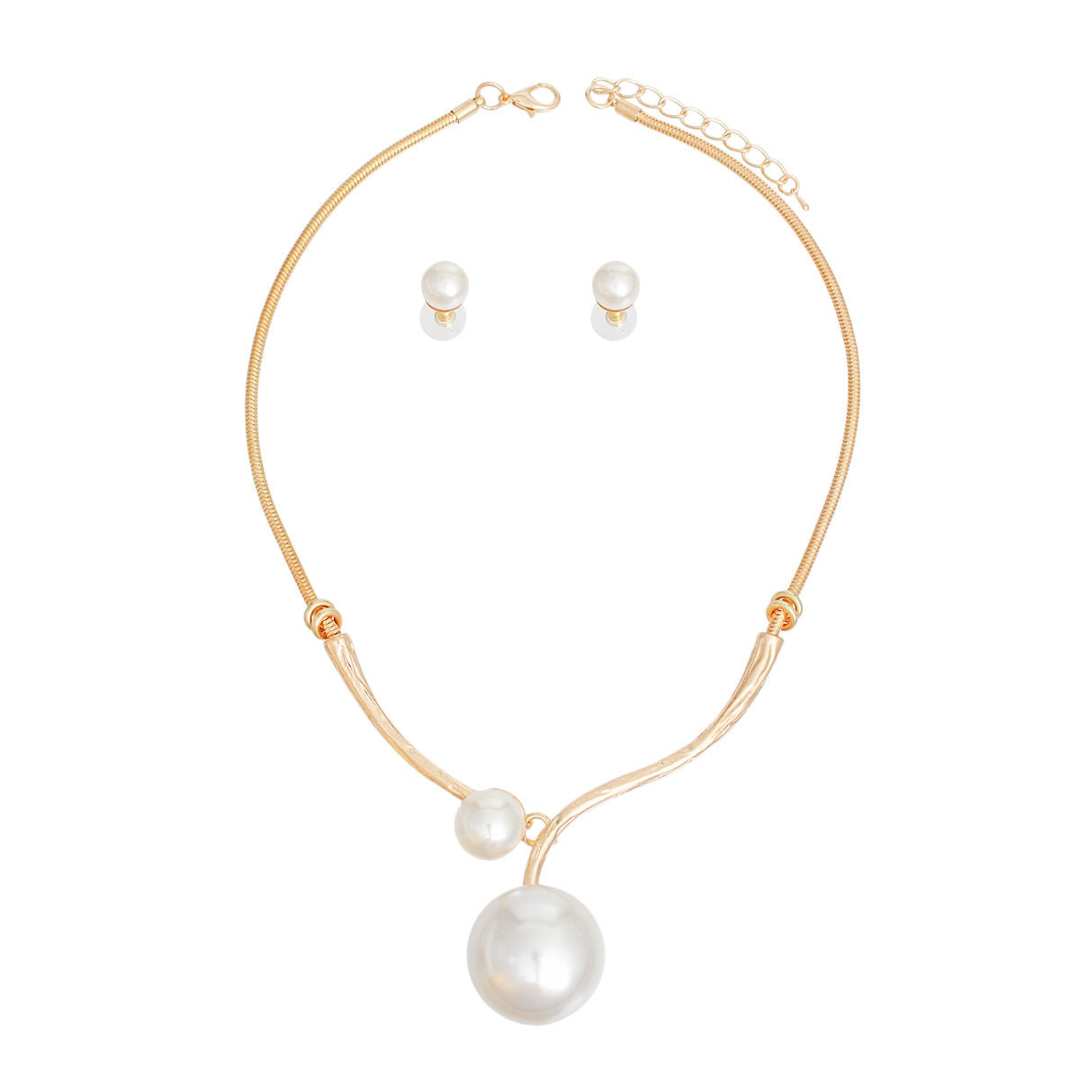Necklace Gold Snake Chain Pearl Set for Women
