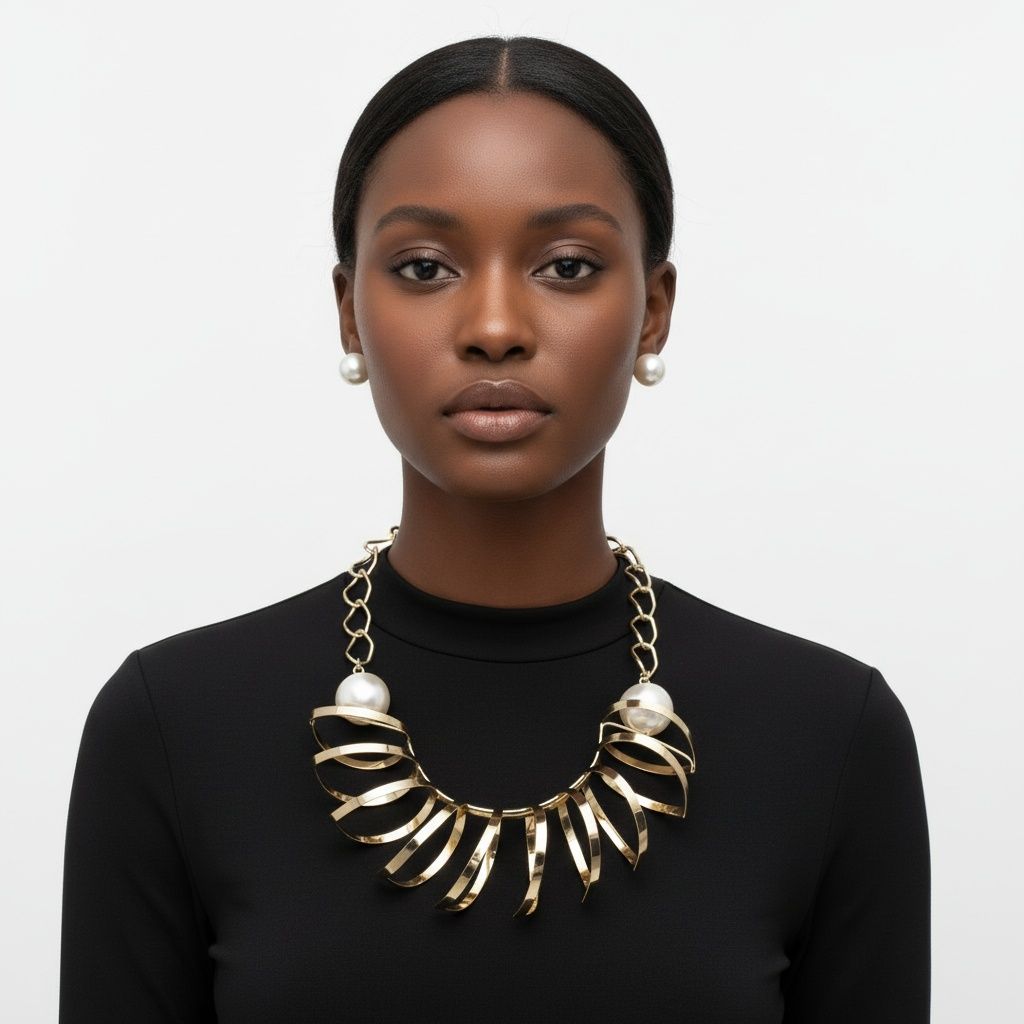 Sculpted Couture Gold Spiral Metal XL Necklace