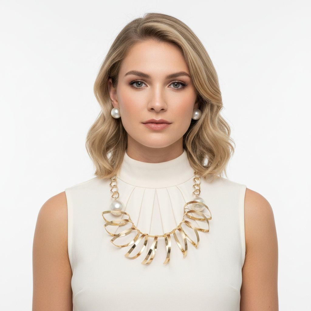 Sculpted Couture Gold Spiral Metal XL Necklace