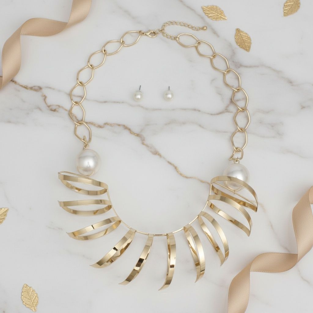 Sculpted Couture Gold Spiral Metal XL Necklace