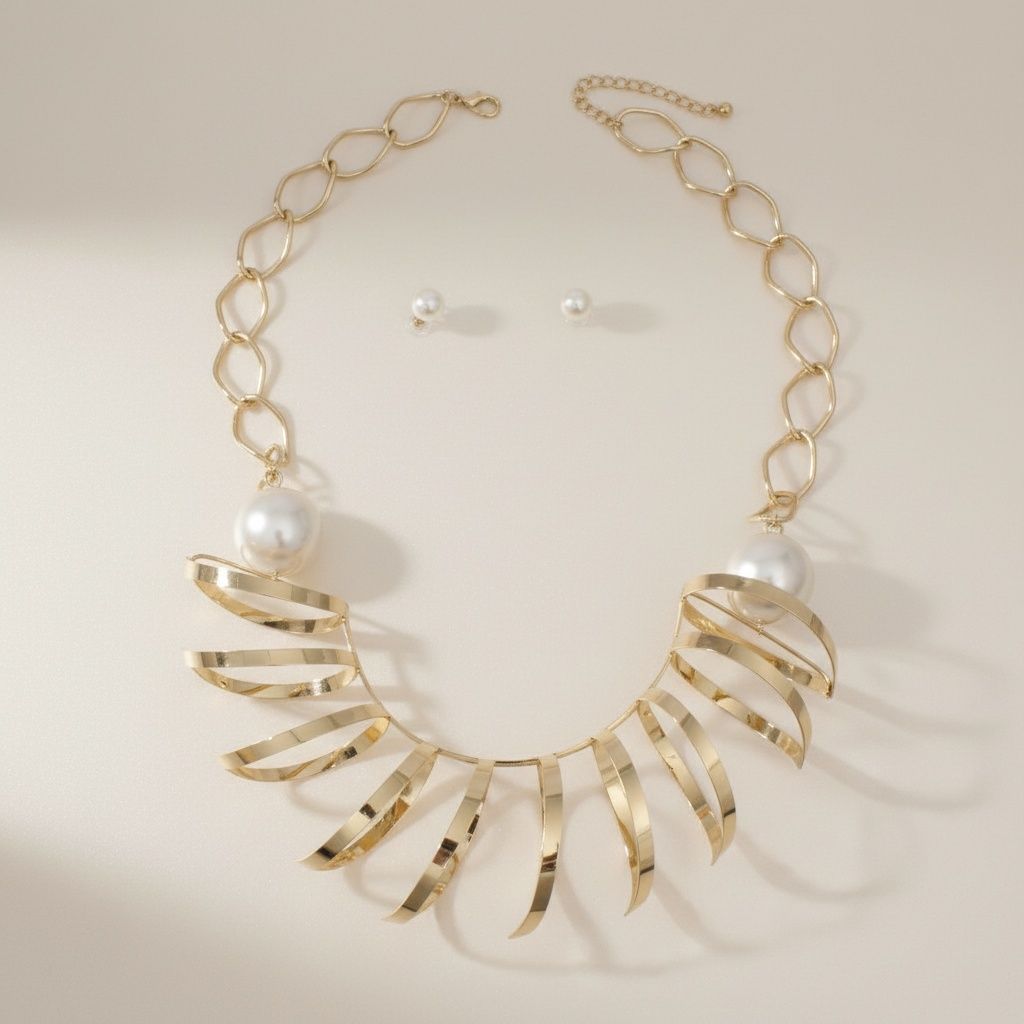 Sculpted Couture Gold Spiral Metal XL Necklace