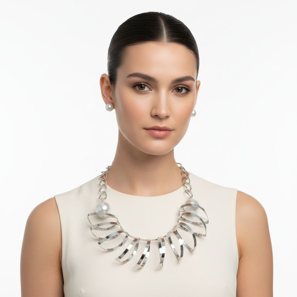 Sculpted Couture Silver Spiral Metal XL Necklace