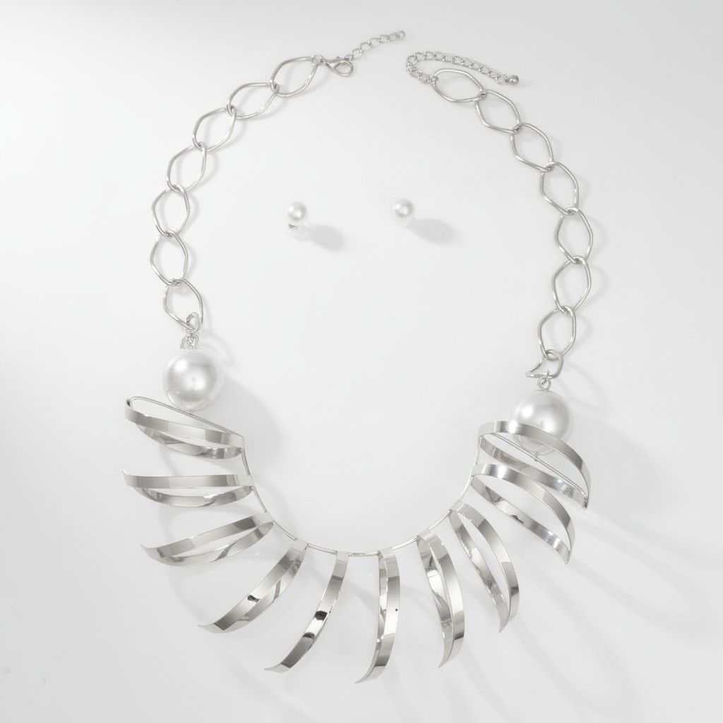 Sculpted Couture Silver Spiral Metal XL Necklace