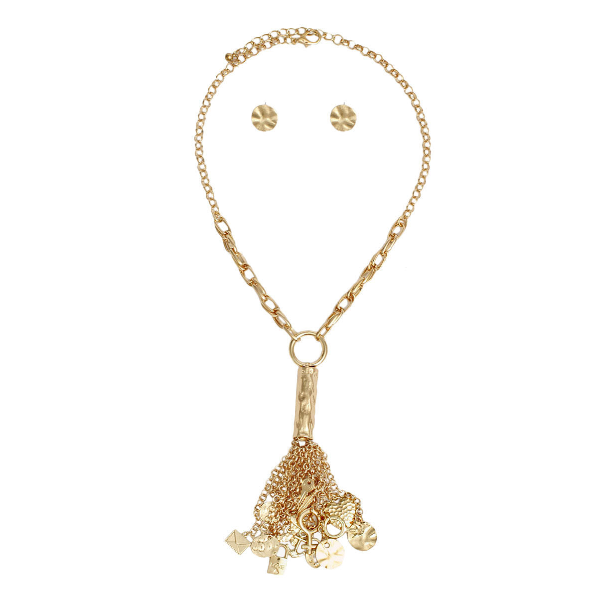 Pendant Gold Chain Charm Tassel Necklace for Women