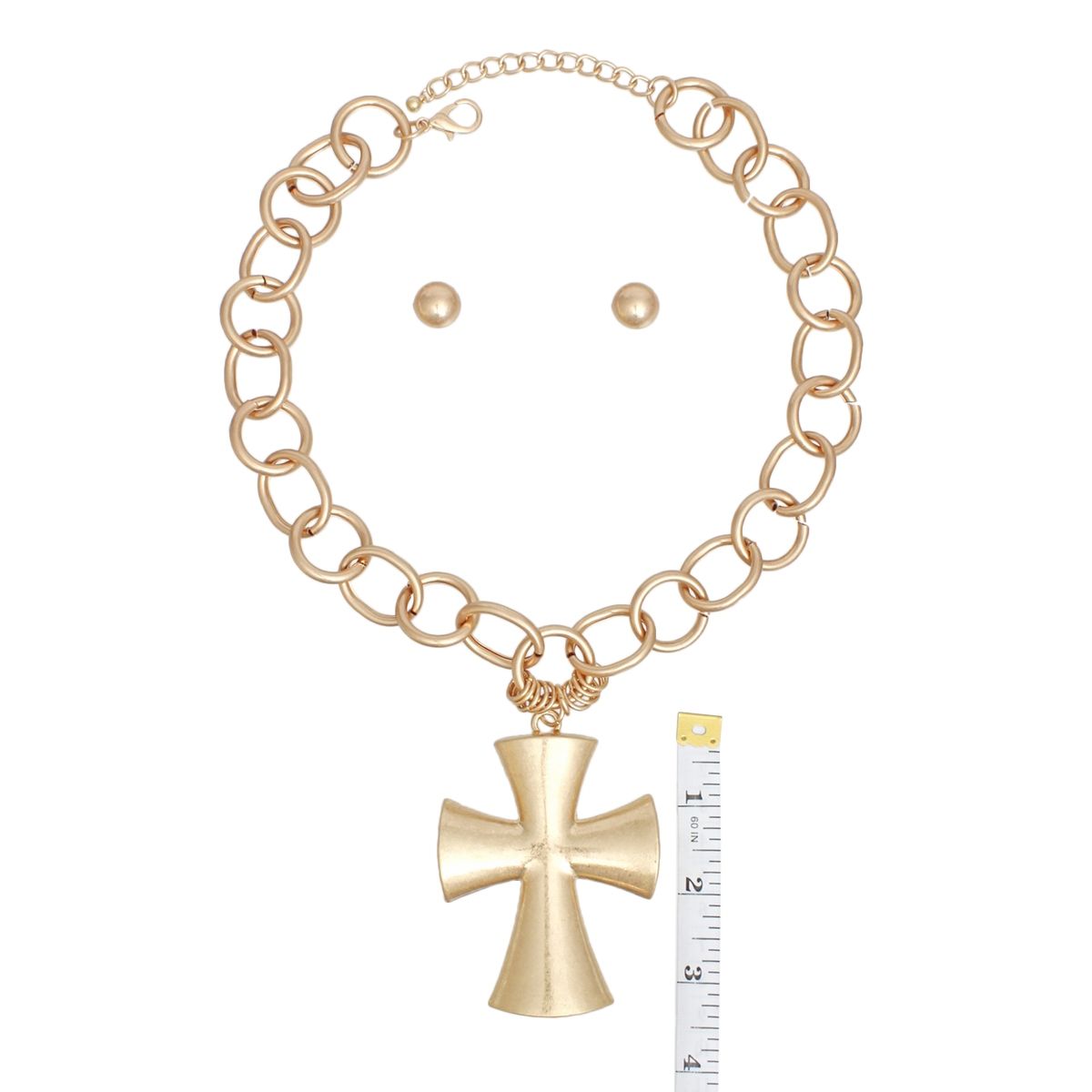 Pendant Chunky Matte Gold Cross Chain Necklace