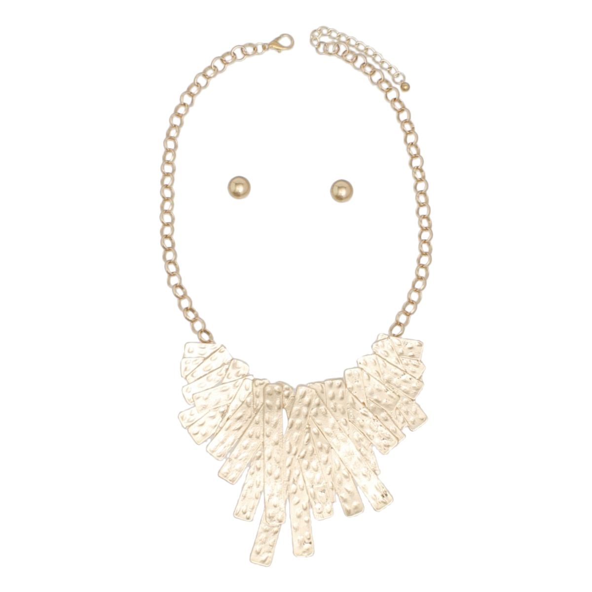 Bib Rigid Gold Oversized Metal Bar Plate Necklace