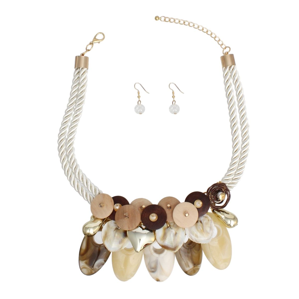 Bib Marine Chic Shell and Wood Bead Necklace