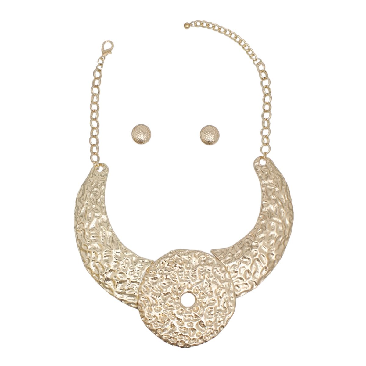 Bib Gold Warrior Chic Armor Plate Disc Necklace