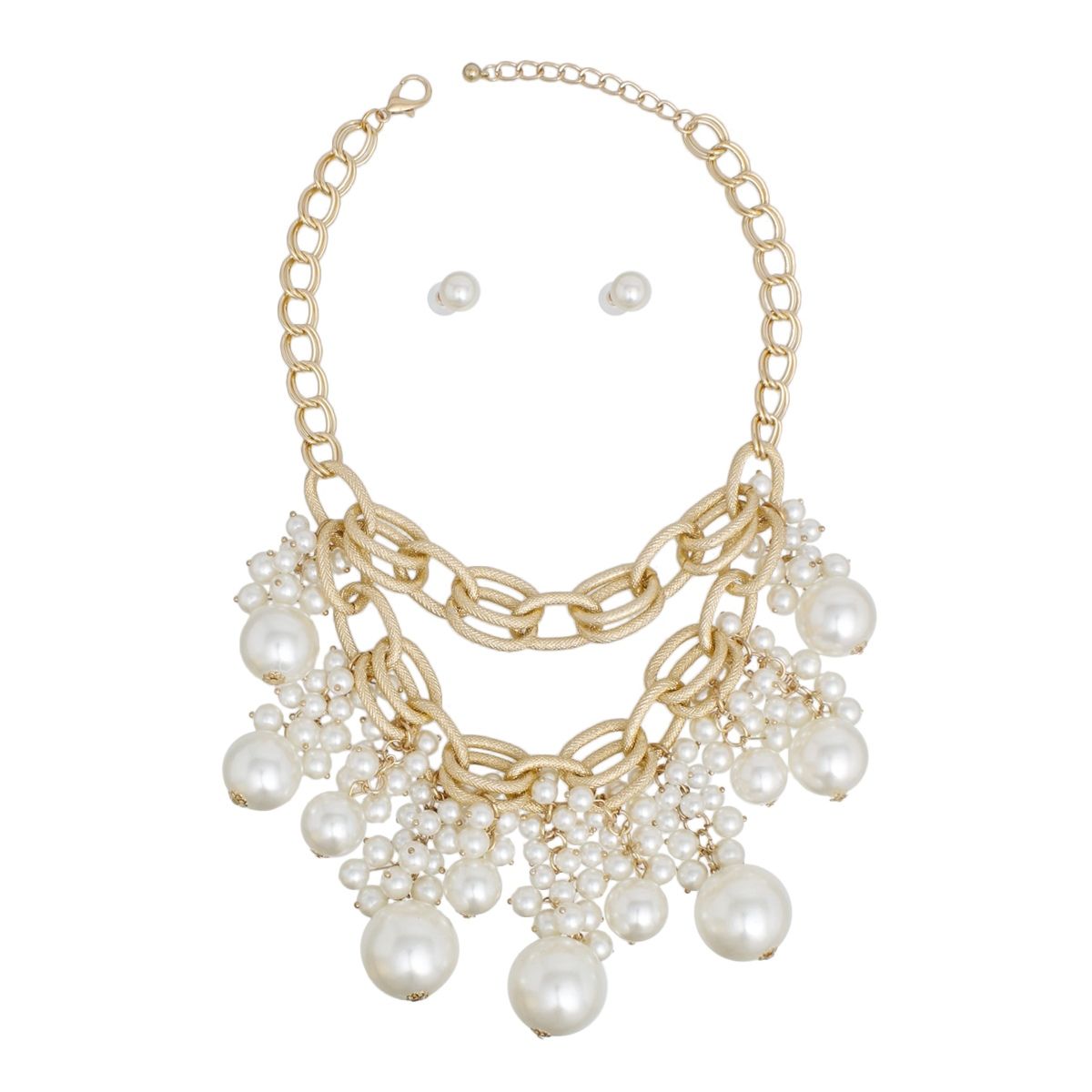 Bib Dreamy Drop Cream Pearl Gold Chain Necklace