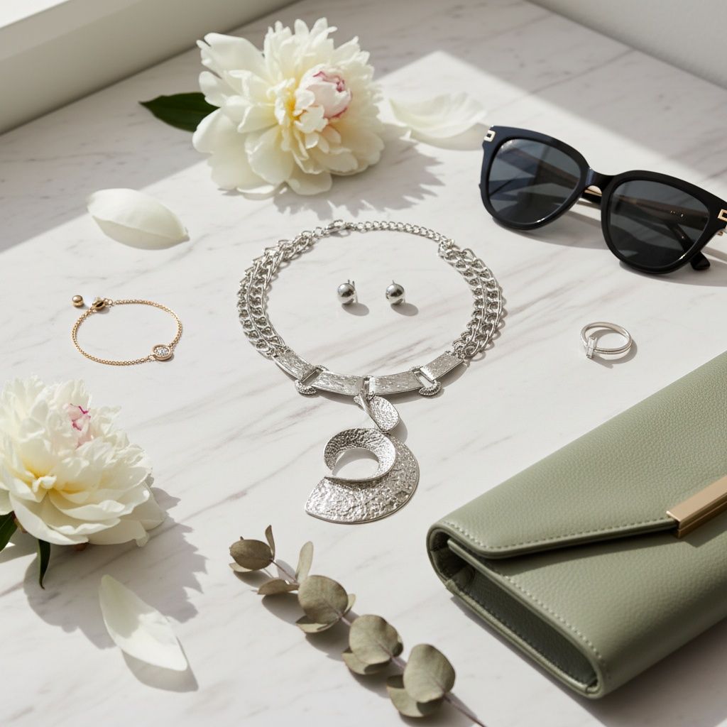 Pendant Silver Melted Metal Open C Chunky Necklace