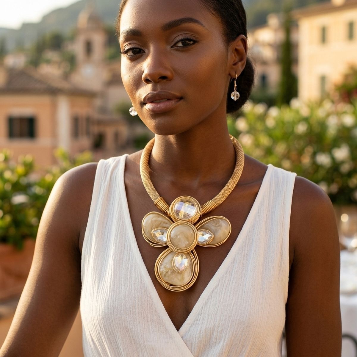 Creamy Ivory Flower Pendant Handmade Necklace
