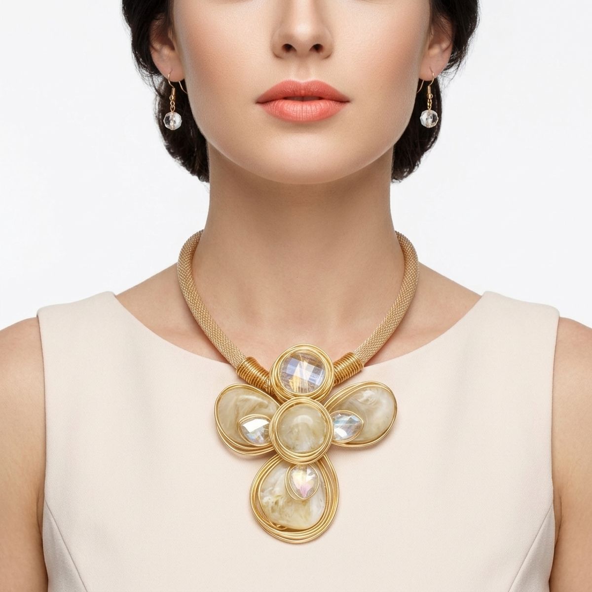 Creamy Ivory Flower Pendant Handmade Necklace