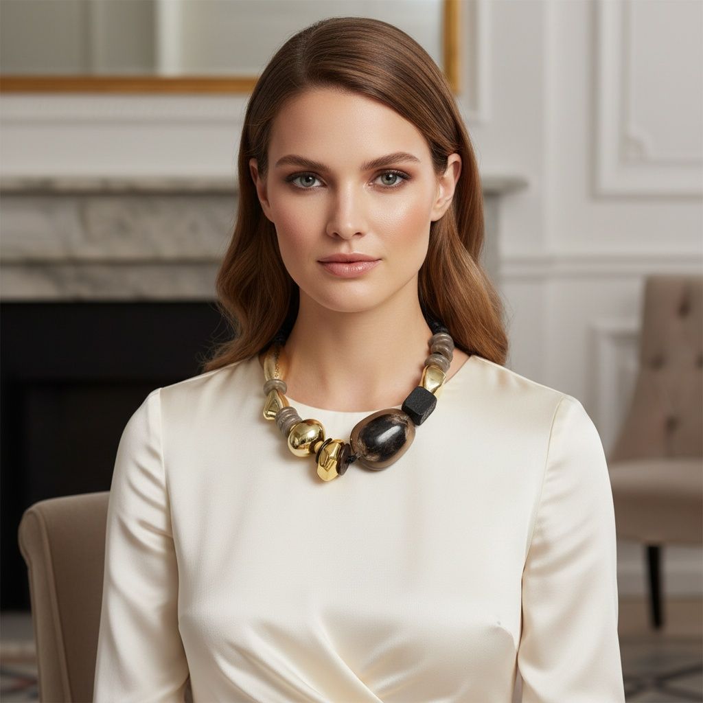 Tribal Natural Elements Black Chunky Necklace