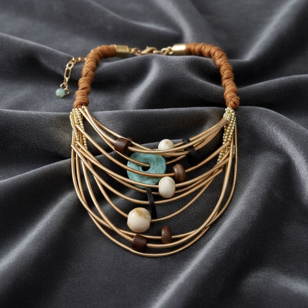 Tribal Natural Element Spring Articulated Necklace