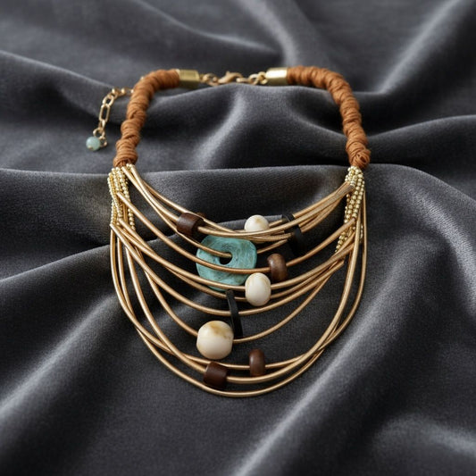 Tribal Natural Element Spring Articulated Necklace