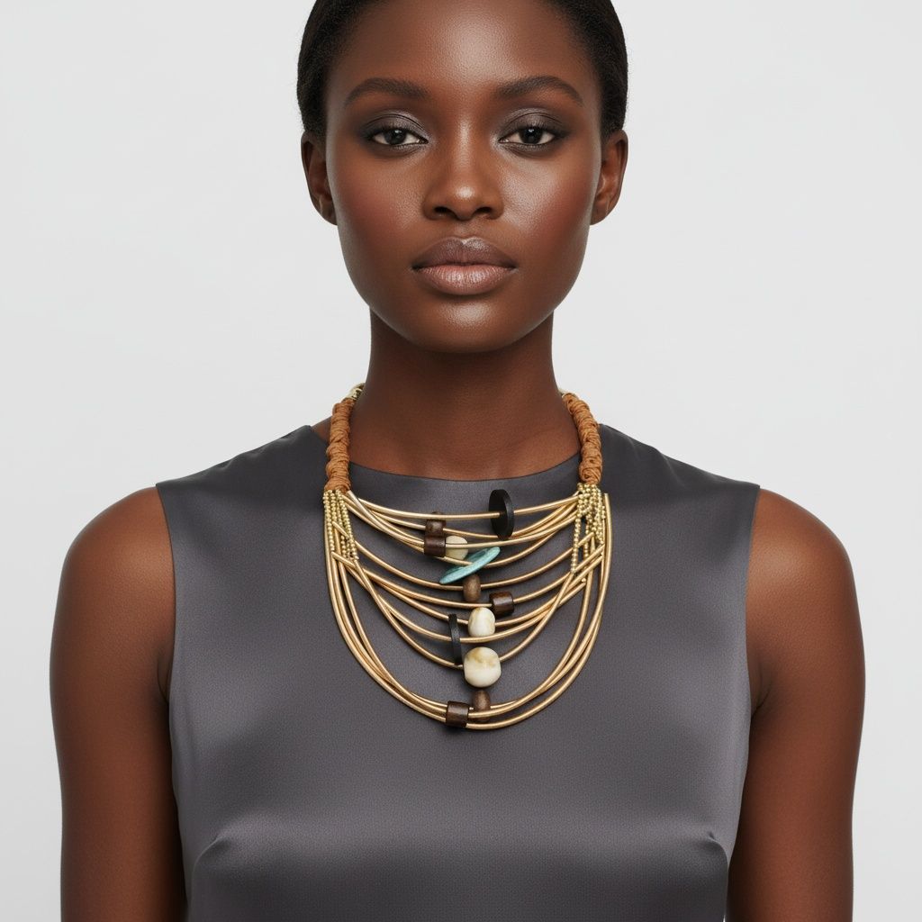 Tribal Natural Element Spring Articulated Necklace