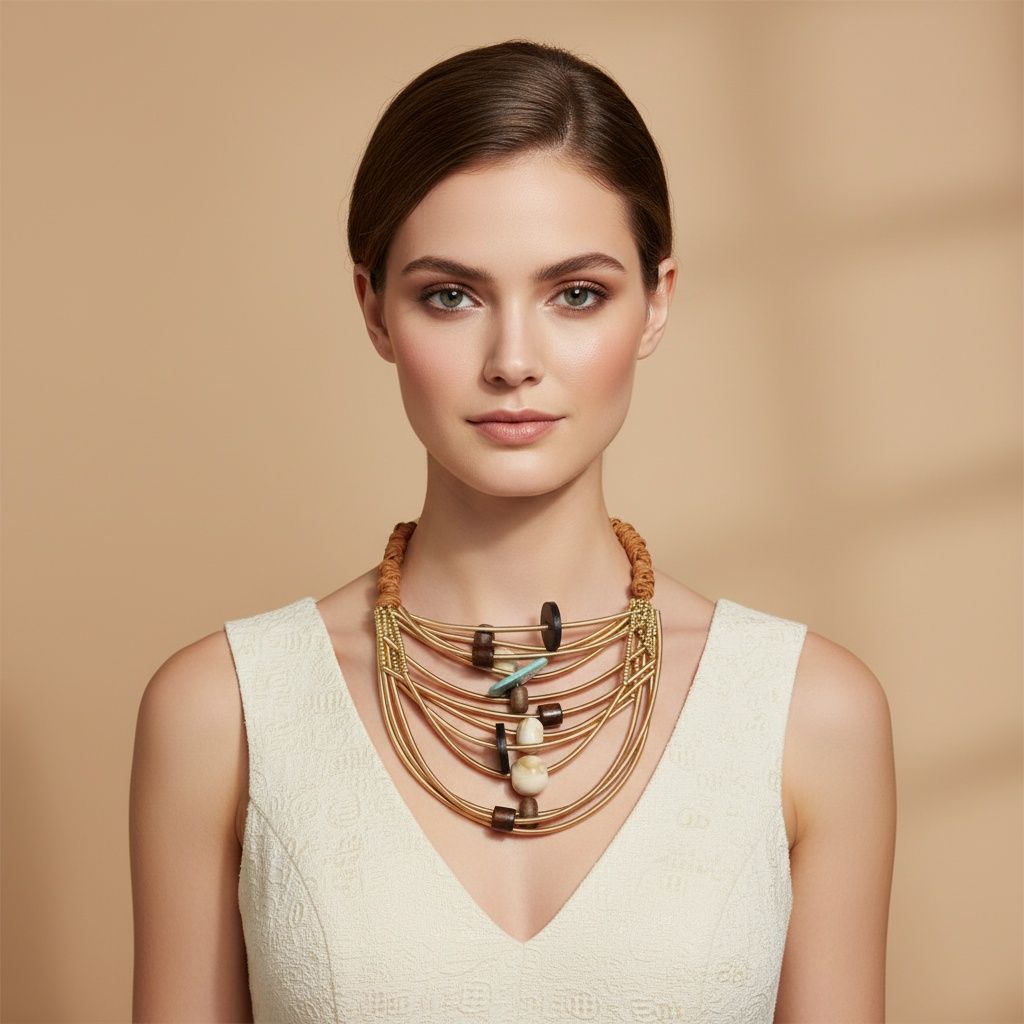 Tribal Natural Element Spring Articulated Necklace