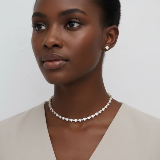 Tennis Heart Crystal CZ Gold Memory Wire Necklace