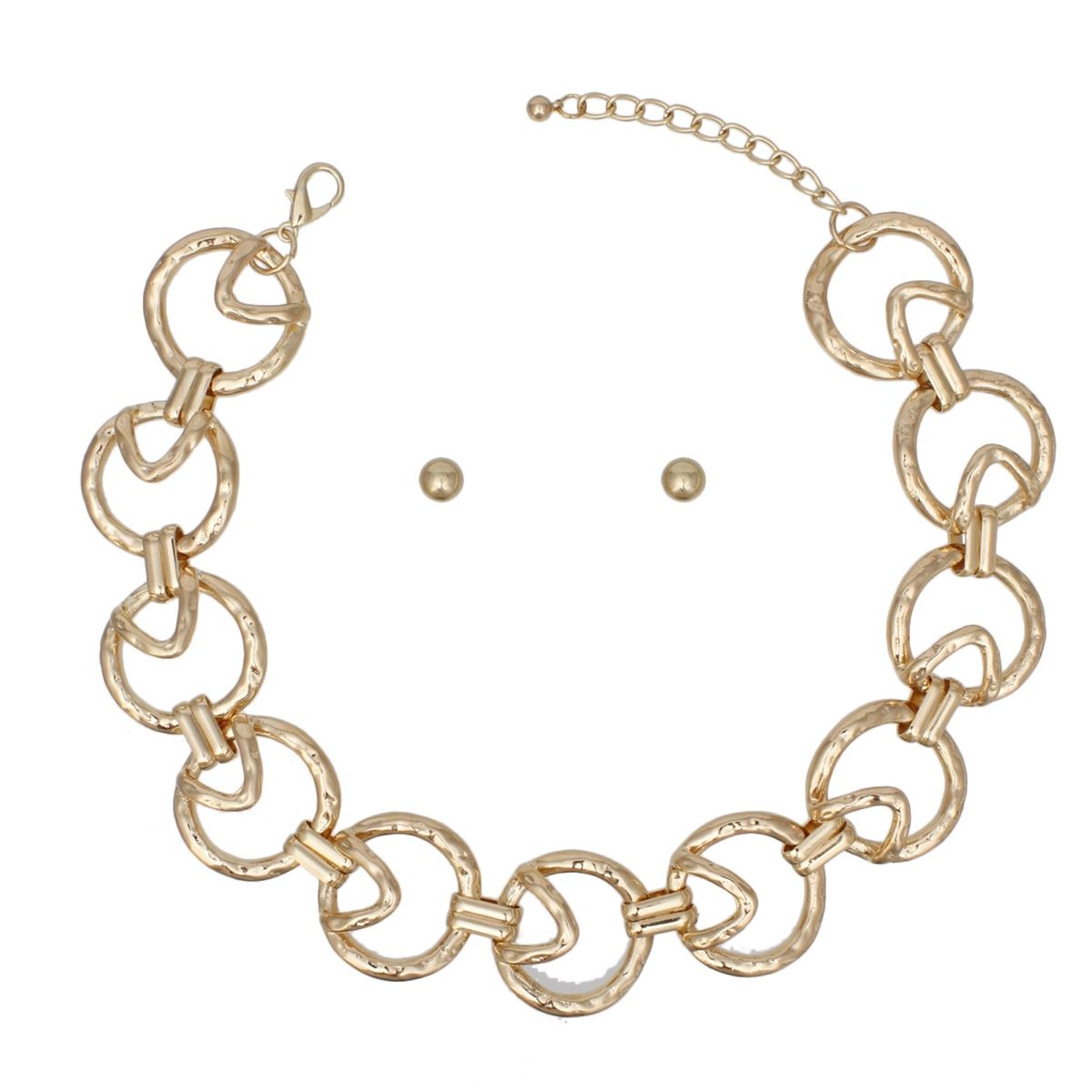 Chain Gold Edgy Sculptured Round Link Necklace
