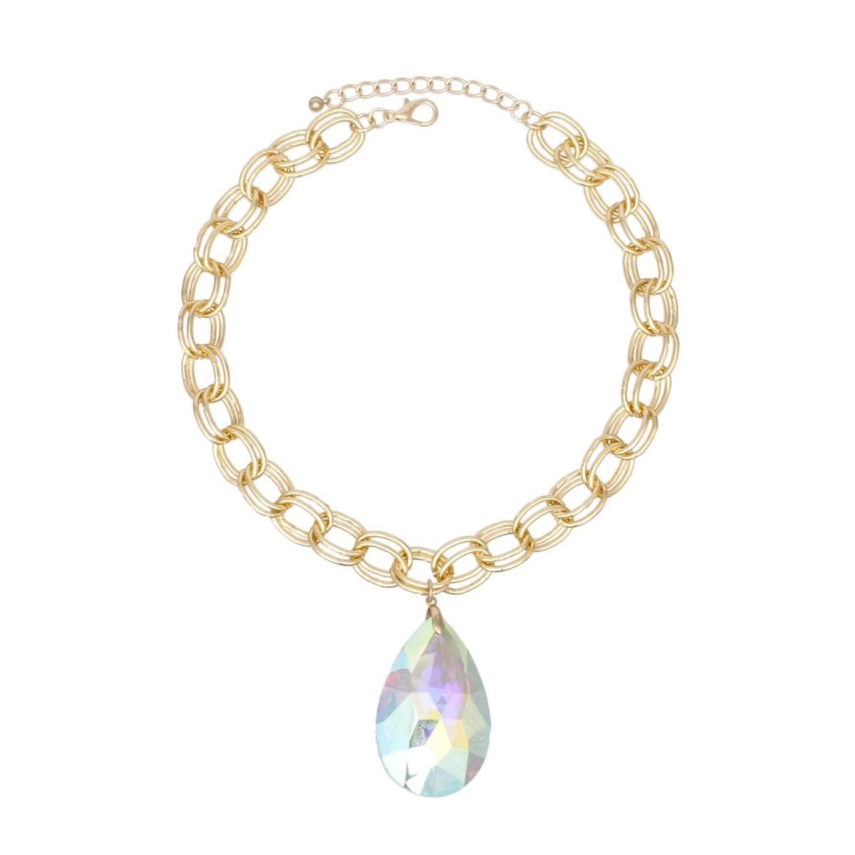 Pendant Bold Aurbo Teardrop Crystal Chain Necklace
