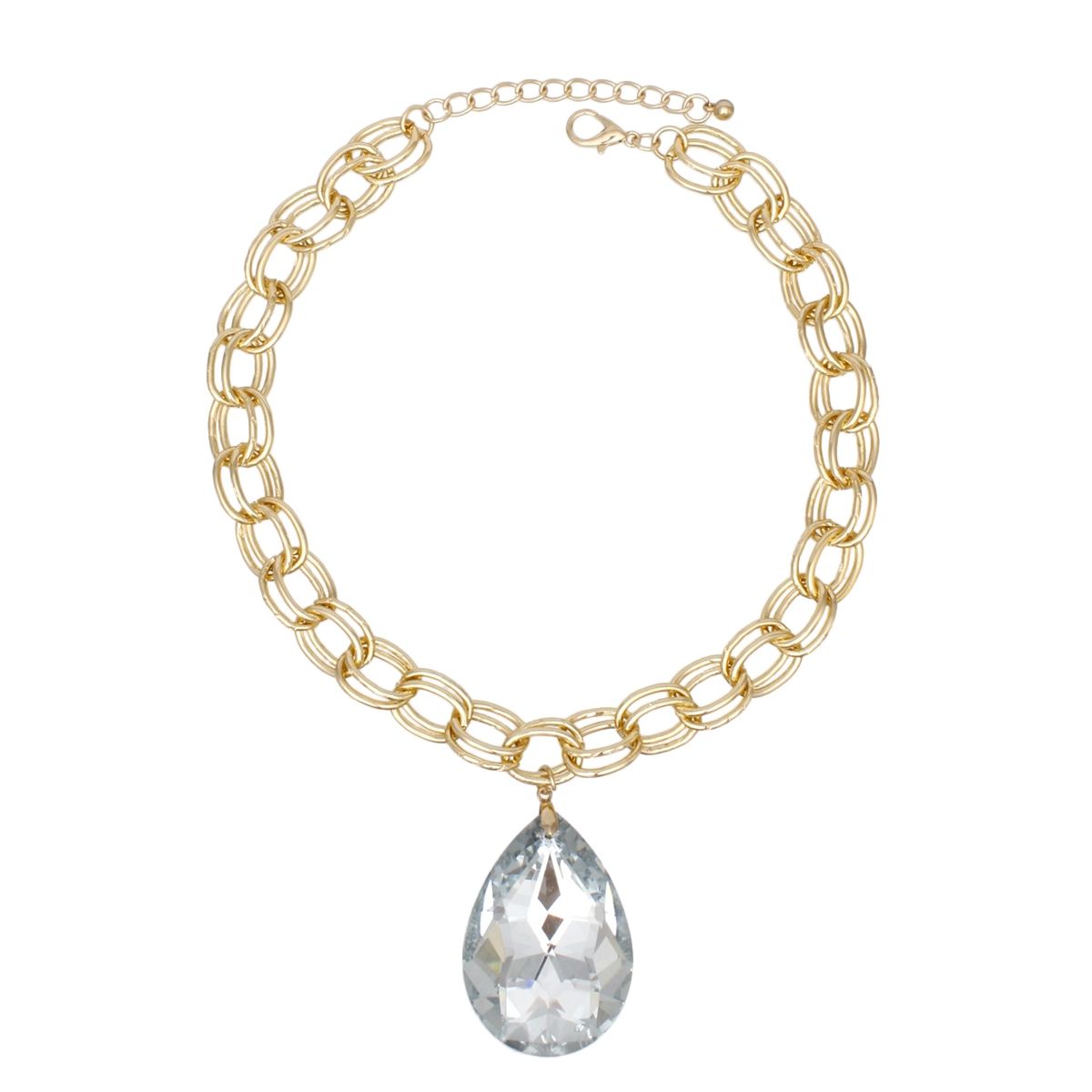 Pendant Bold Clear Teardrop Crystal Chain Necklace