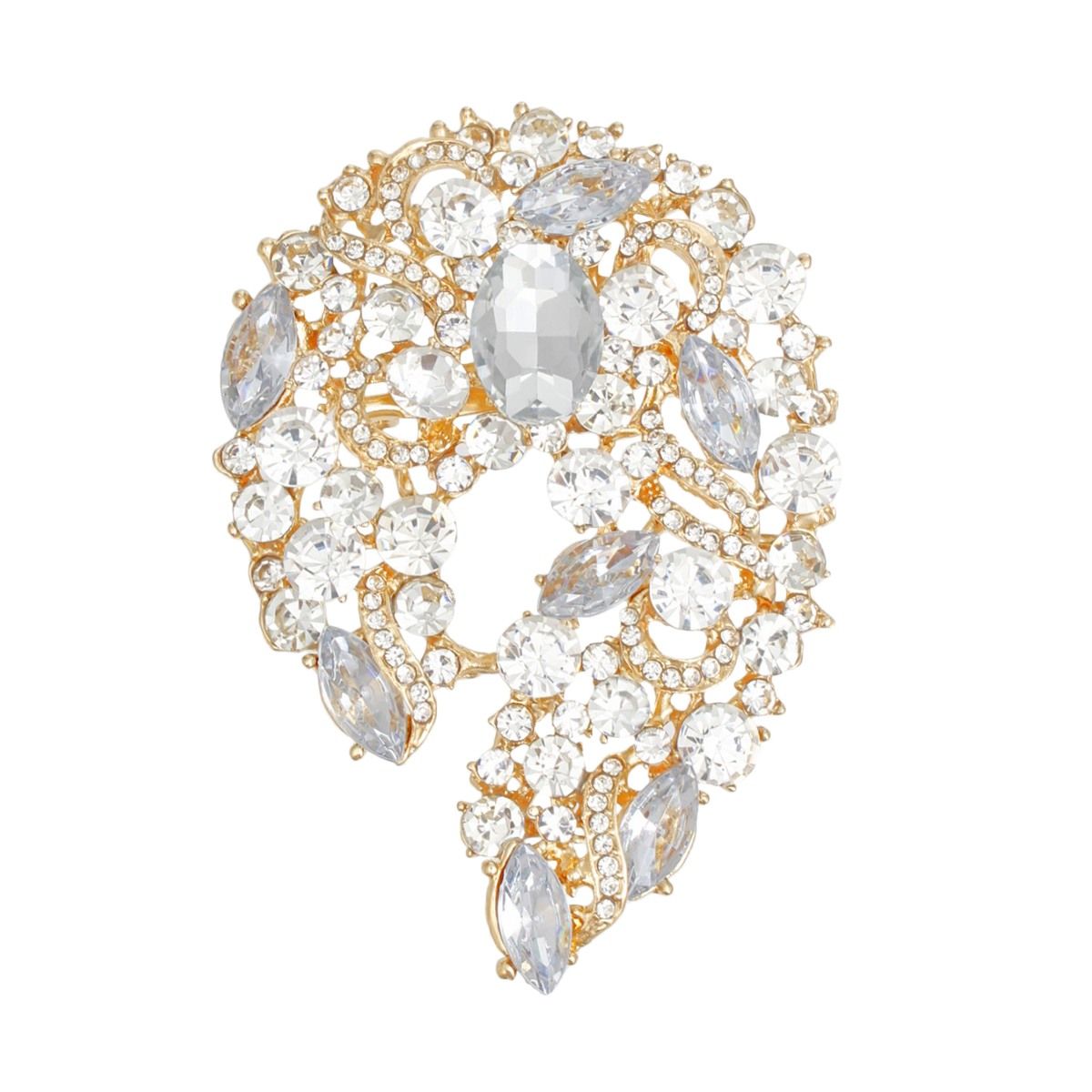 Brooch Gold Vintage Luxury Glass Rhinestone Pin