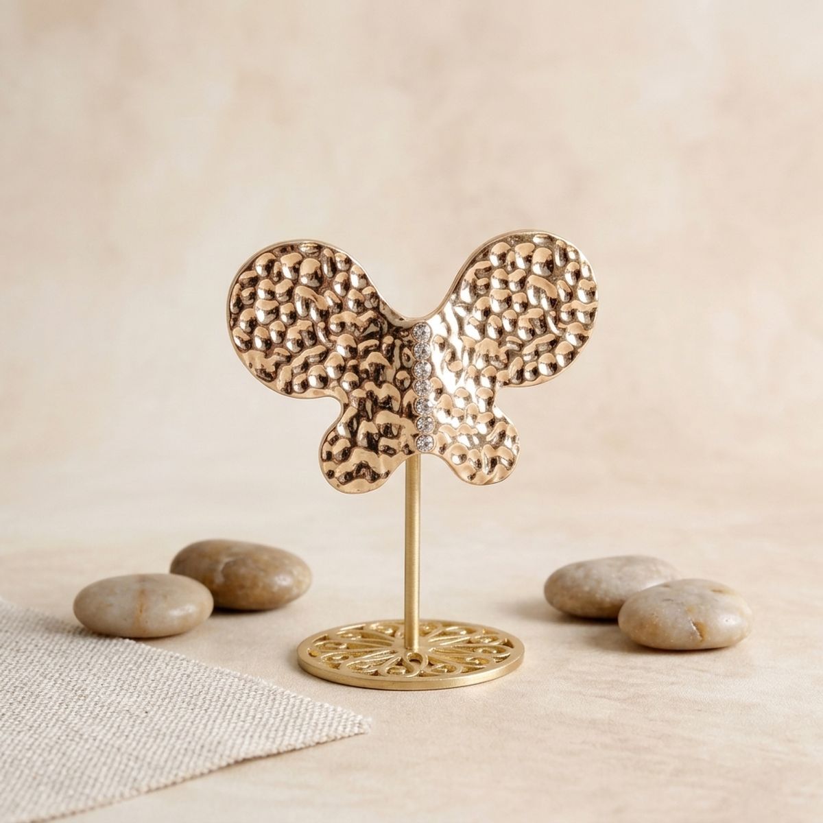 Gold Hammered Butterfly Large Cocktail Ring