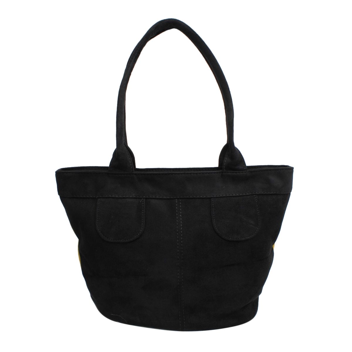 Tote Bag Yellow Suede Black Trim Shoulder Purse