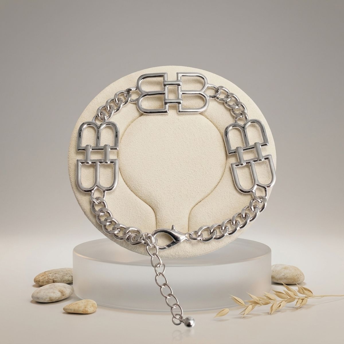 Luxe Silver Linked Letter B Heritage Anklet
