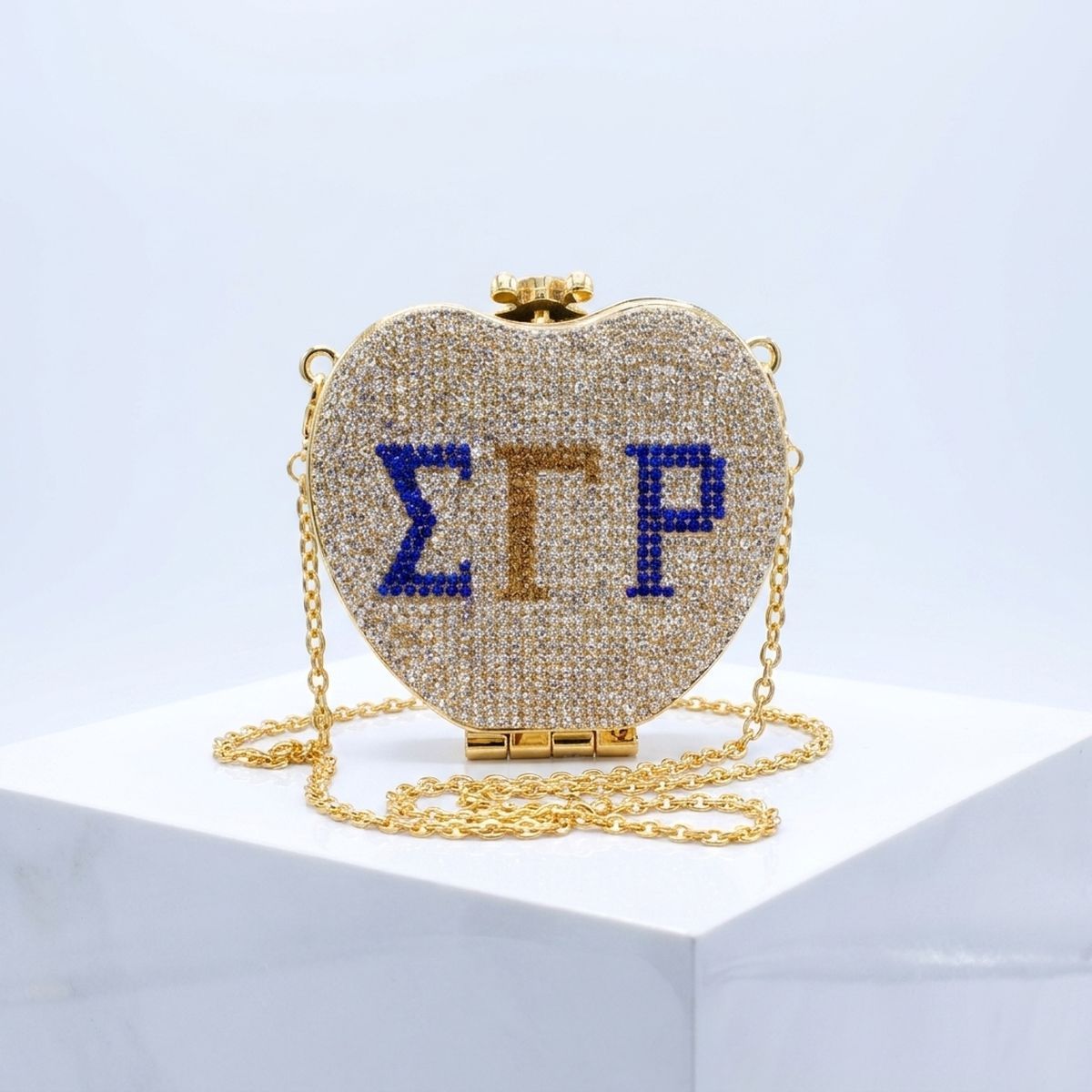 SGRHO Mini Rhinestone Heart Crossbody Compact