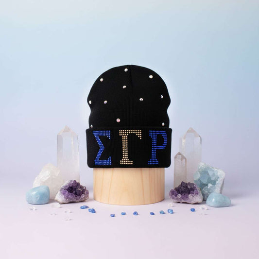 SGRHO Sorority Pride Black Bling Winter Beanie Hat