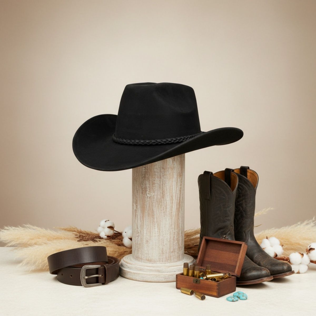 Cowboy Hat Black Soft Suede Cattleman Western Hat
