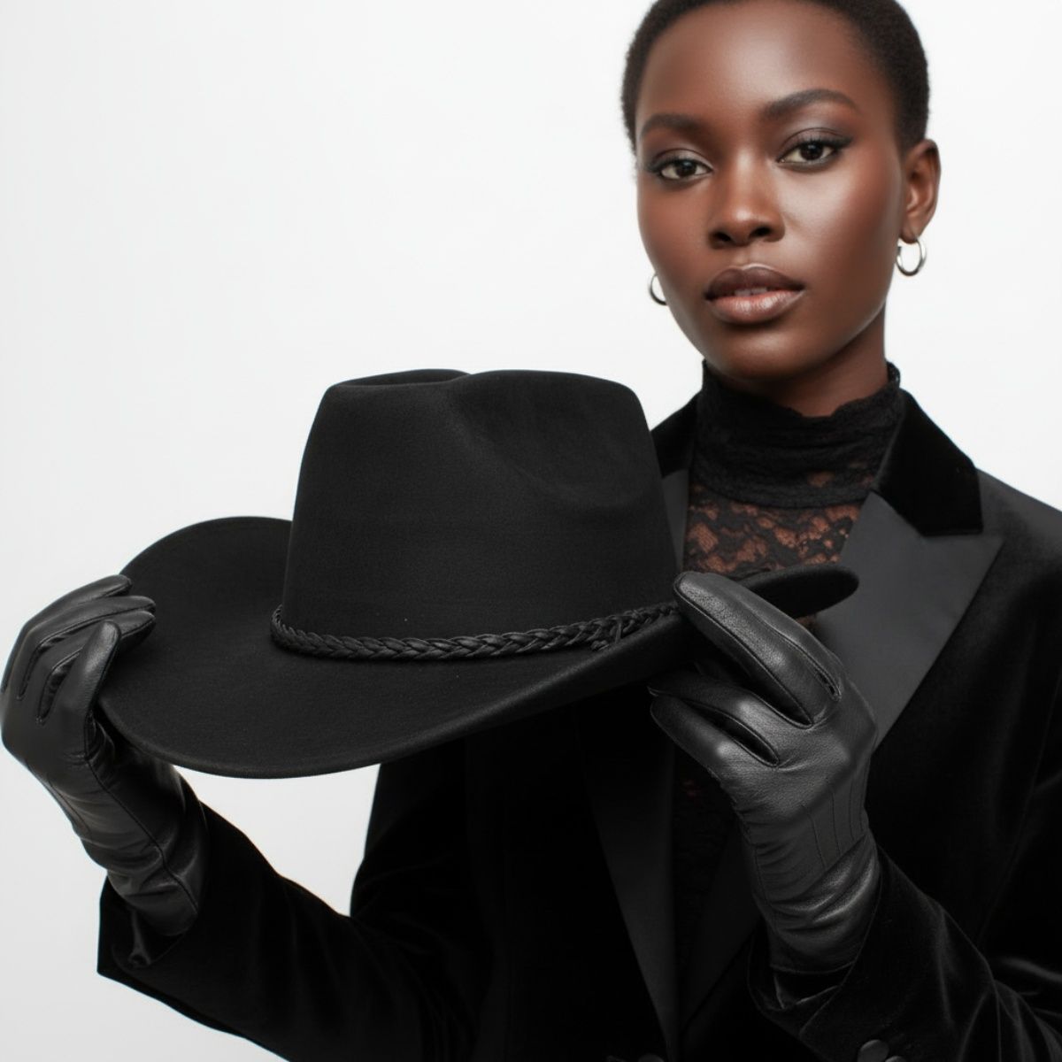 Cowboy Hat Black Soft Suede Cattleman Western Hat