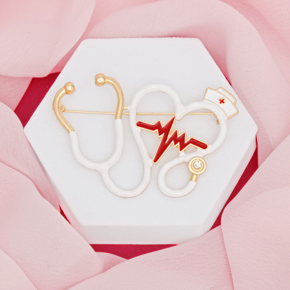 Brooch White Nurse Medical Stethoscope Pin