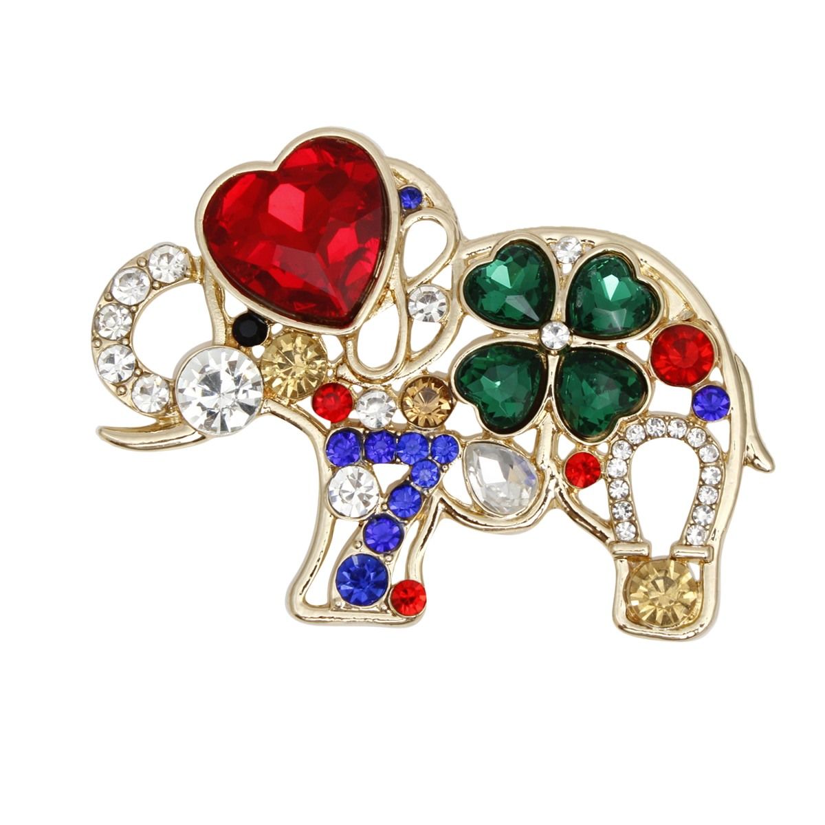Brooch Lucky Elephant Multicolor Sparkle Pin Women