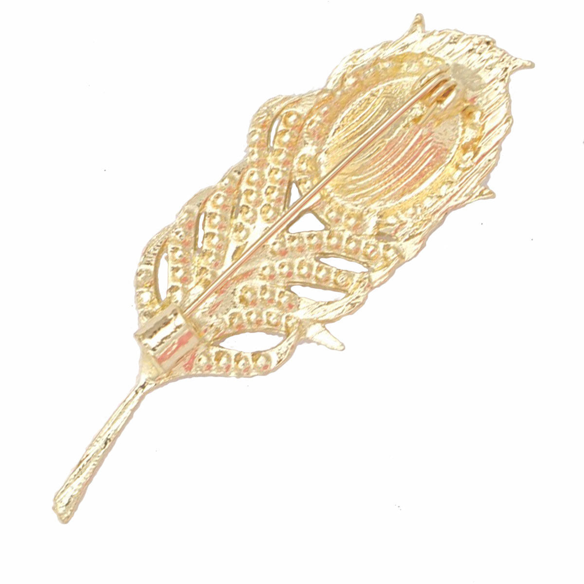 Brooch Vintage Emerald Green Crystal Feather Pin