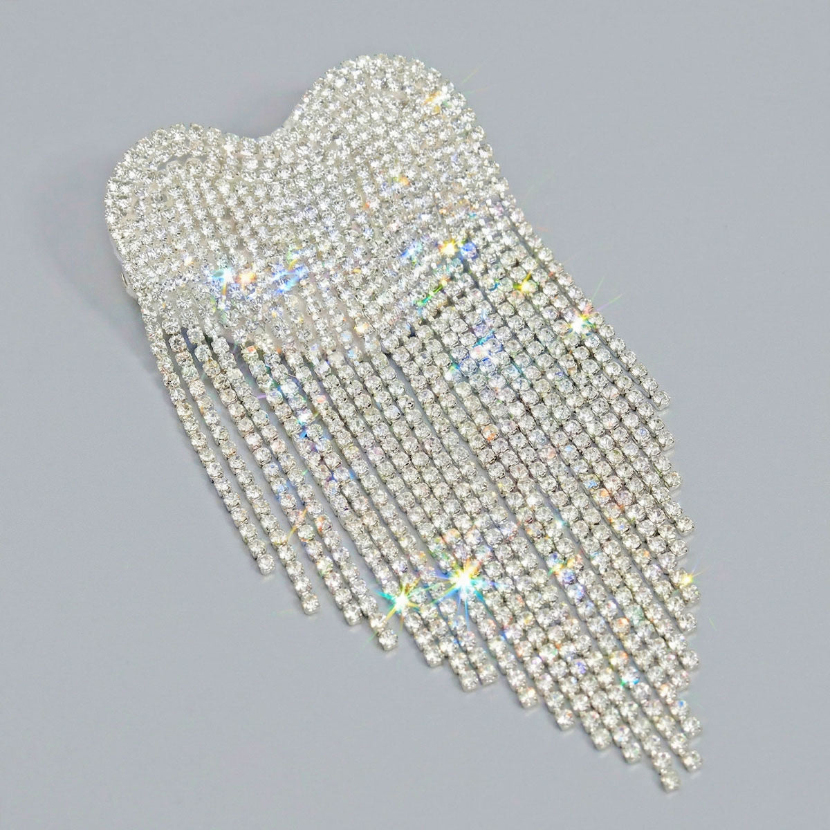 Brooch Silver Playful and Flirty Fringe Heart Pin