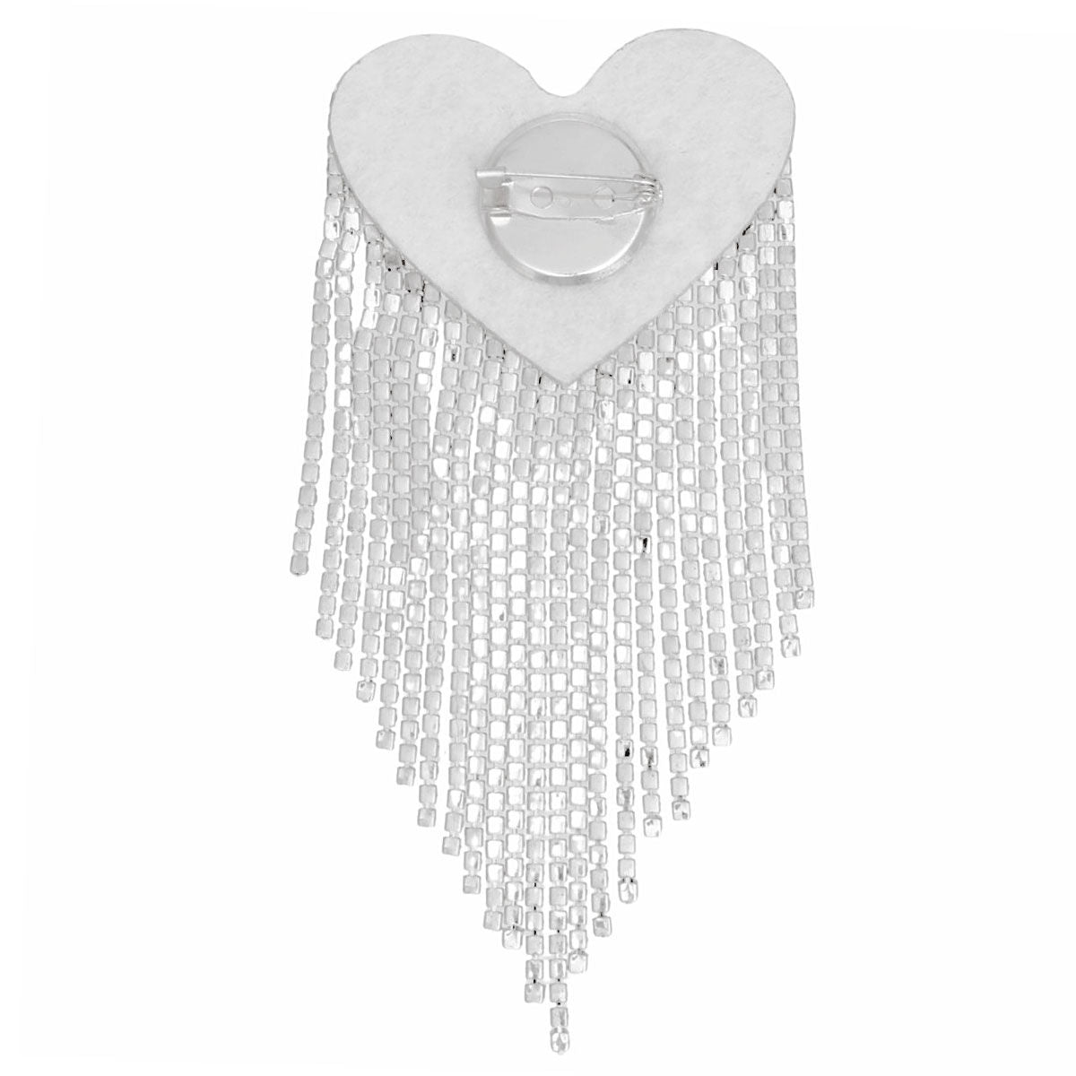 Brooch Silver Playful and Flirty Fringe Heart Pin