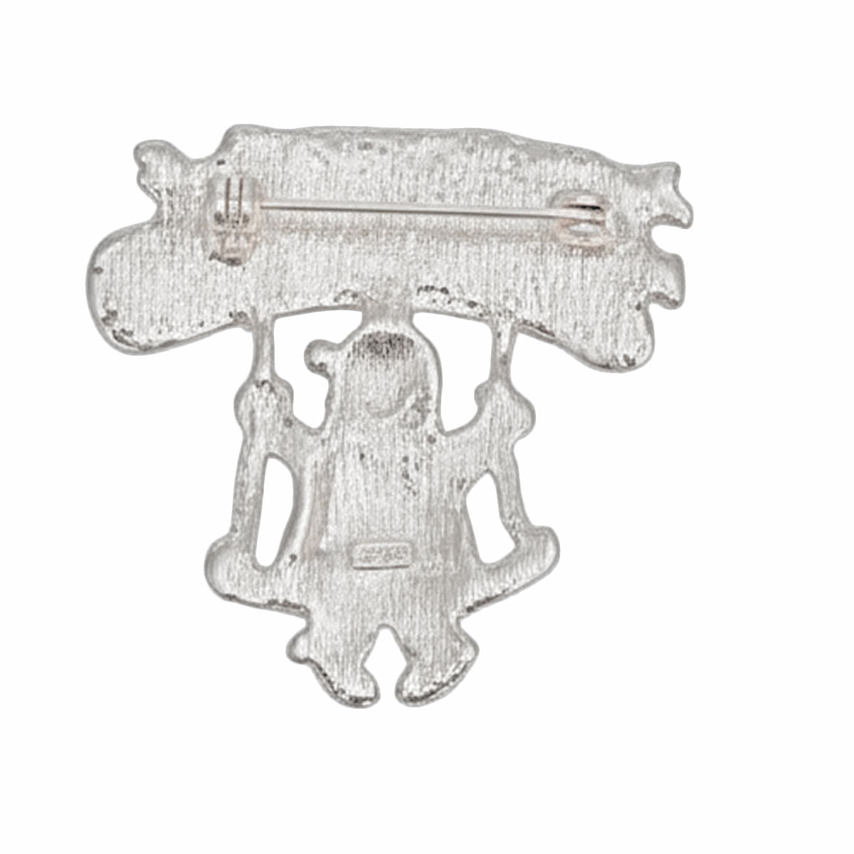 Brooch Merry Christmas Santa Swing Silver Pin