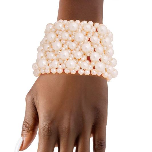 Varying Cream Pearl Band Bracelet