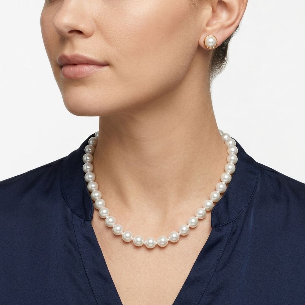 12mm Cream Glass Pearl Thread Knot Necklace