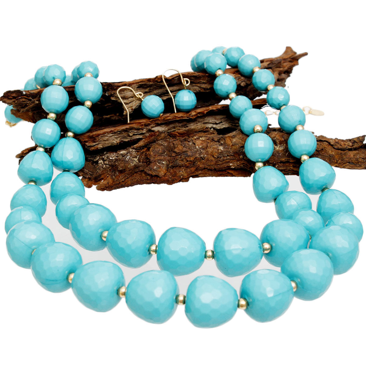 Beaded Turquoise Faceted Global Inspo Necklace