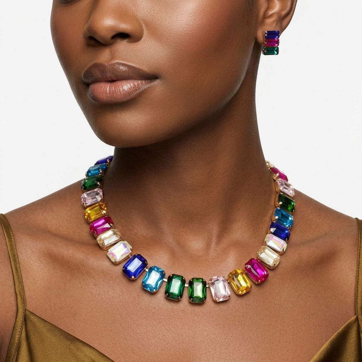 Tennis Multicolor Glass Radiant Crystal Necklace