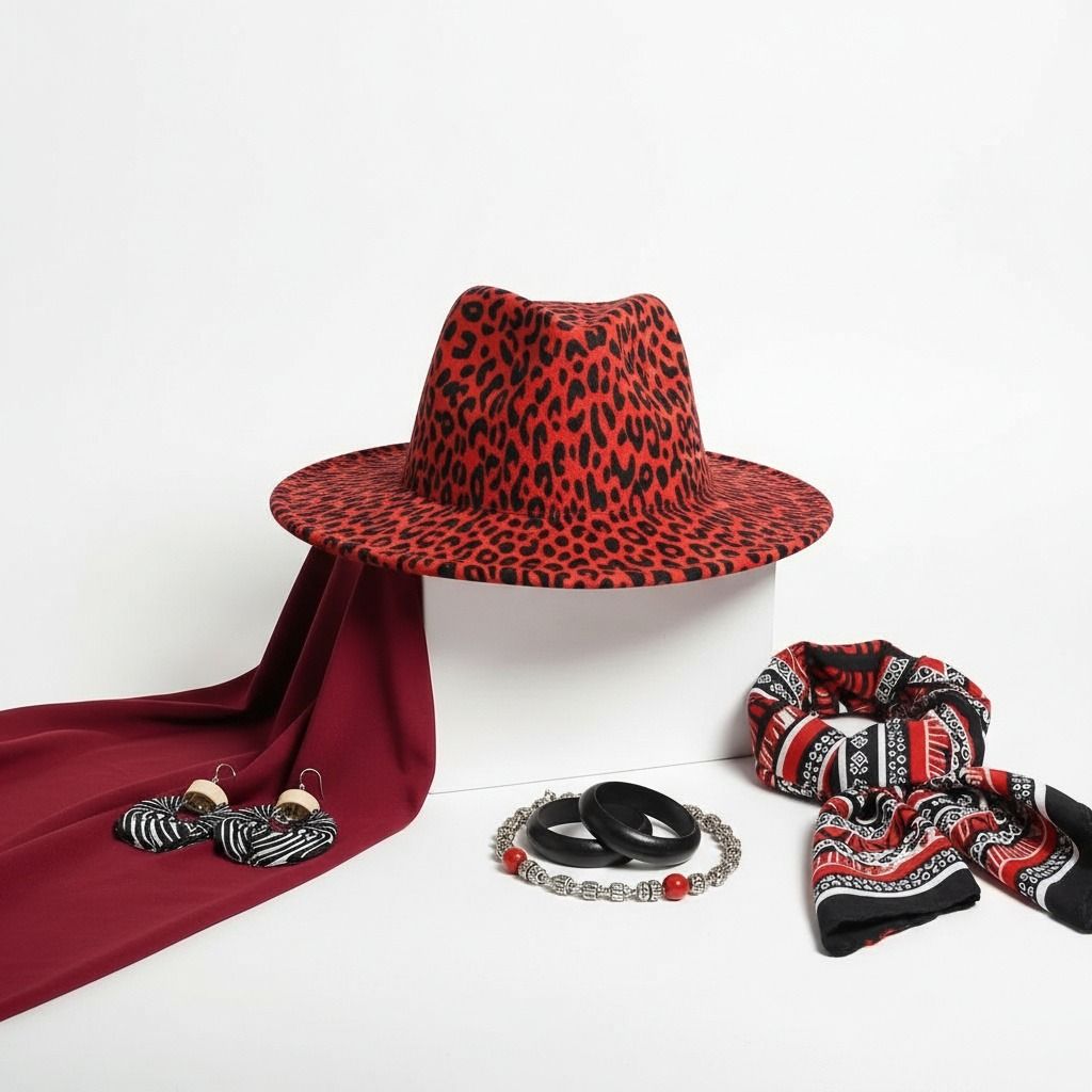 Rust Orange Leopard Fedora