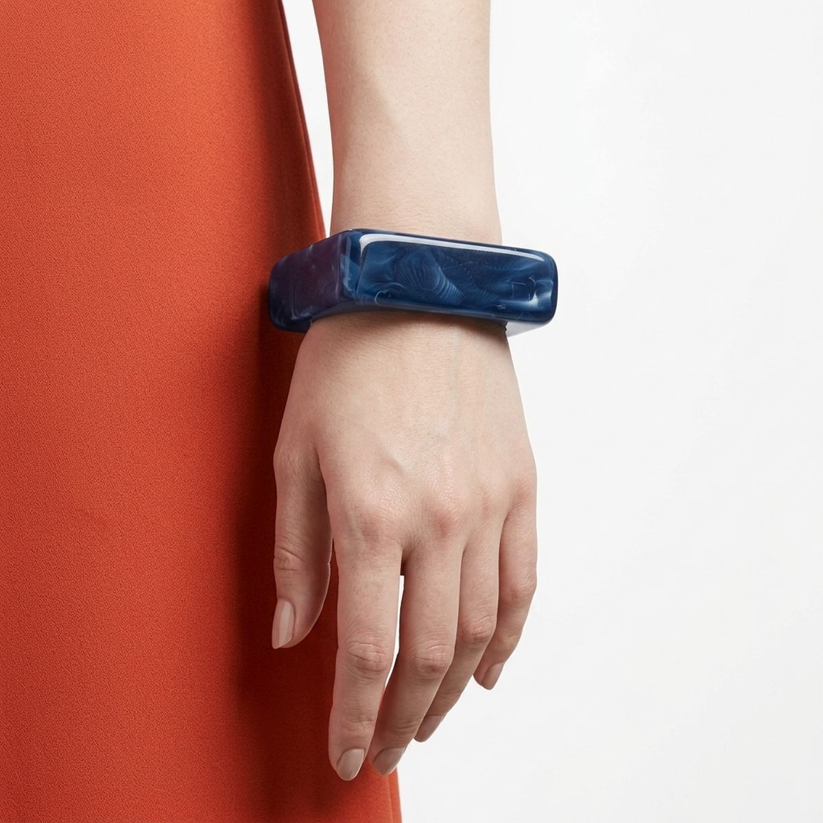 Bangle Navy Marbled Square Retro Bracelet