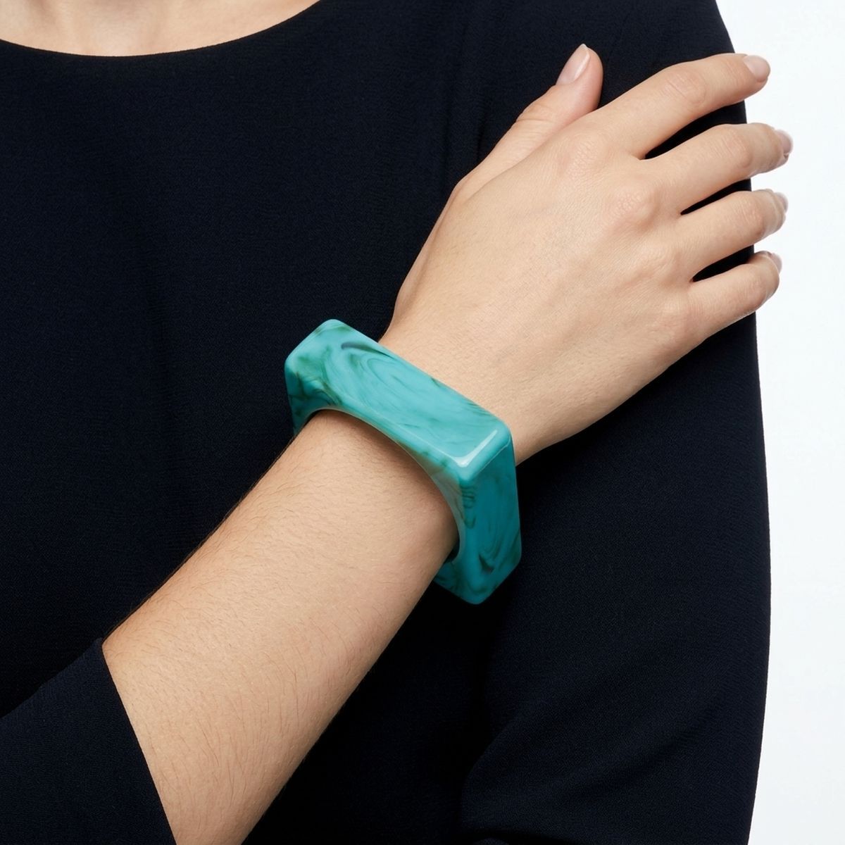 Bangle Turquoise Marbled Square Retro Bracelet