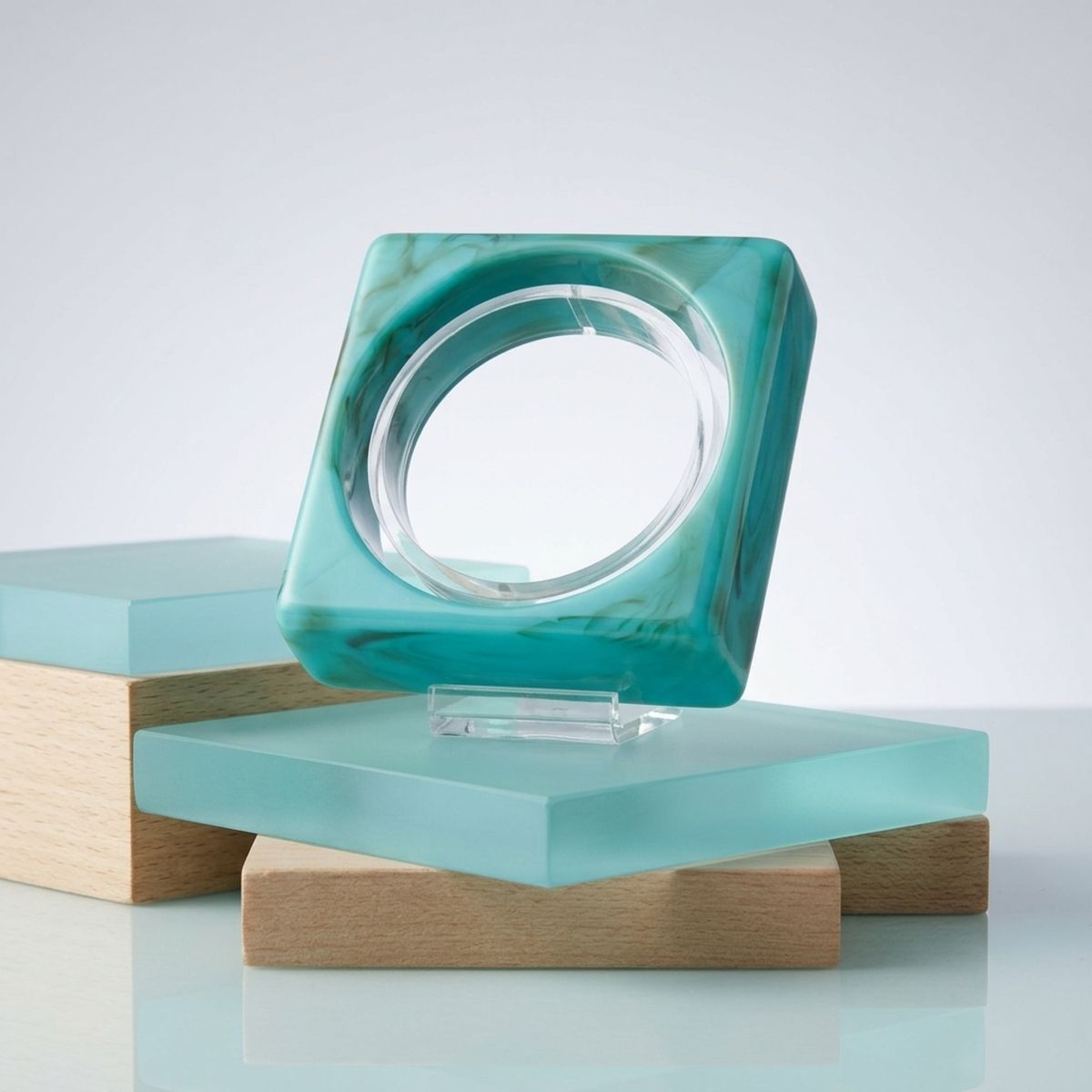 Bangle Turquoise Marbled Square Retro Bracelet